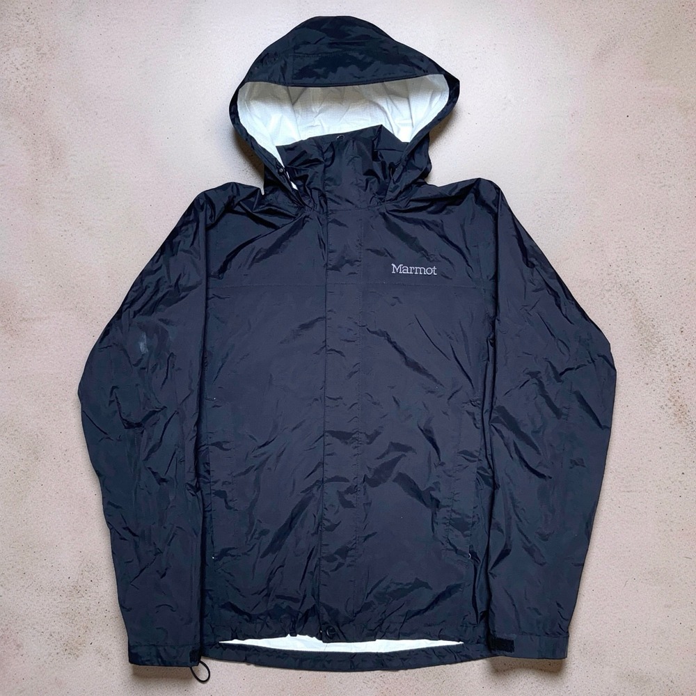 Marmot Mens S Black Hooded Rain Jacket Waterproof Lightweight PreCip Shell